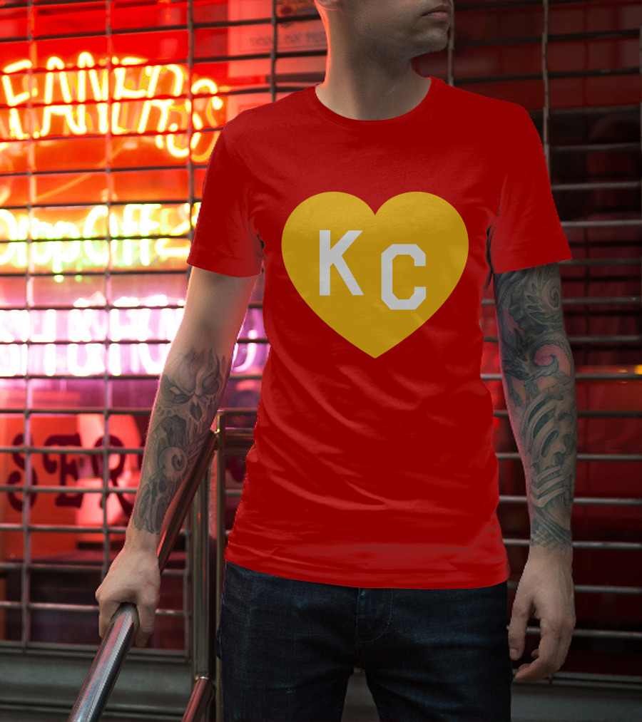 Mishacollinscloset Charlie Hustle Red And Gold KC Heart T-Shirt