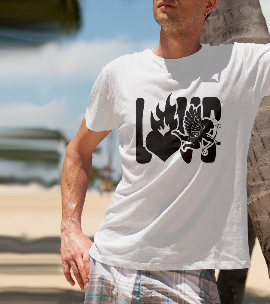 Benny Soliven Love Black Cupid Heart Flame T-Shirt