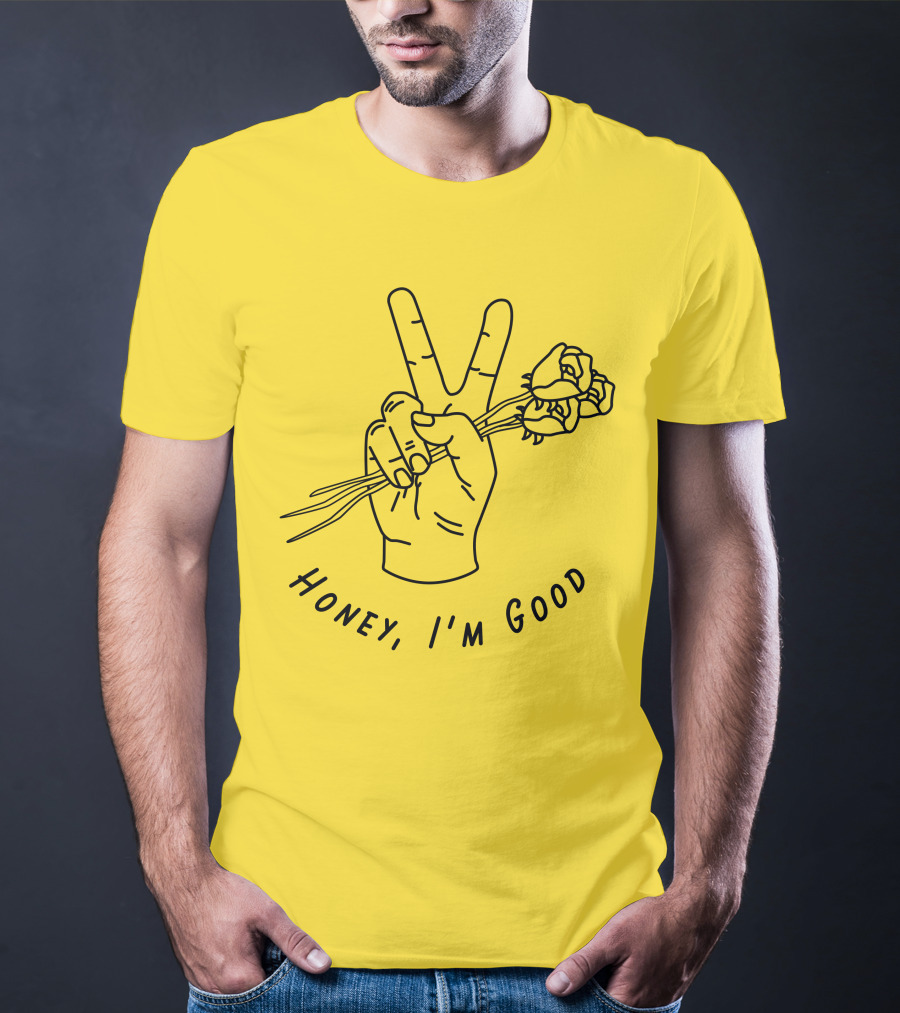 Andy Grammer Honey I'm Good Yellow Hand Peace Sign Roses T-Shirt