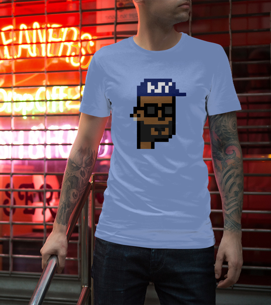 Open Sea Store Citipunk 0003 Julia NFT Pixel Art Character With Blue Cap And Glasses T-Shirt