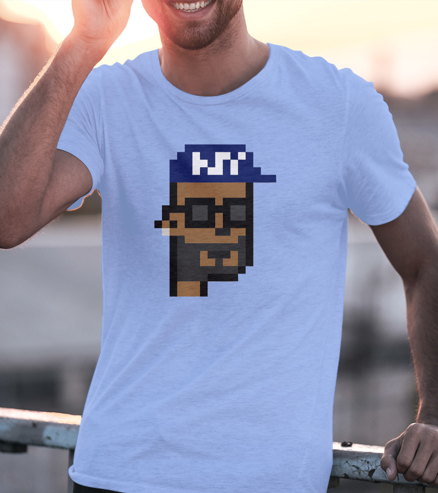 Open Sea Store Citipunk 0003 Julia NFT Pixel Art Character With Blue Cap And Glasses T-Shirt