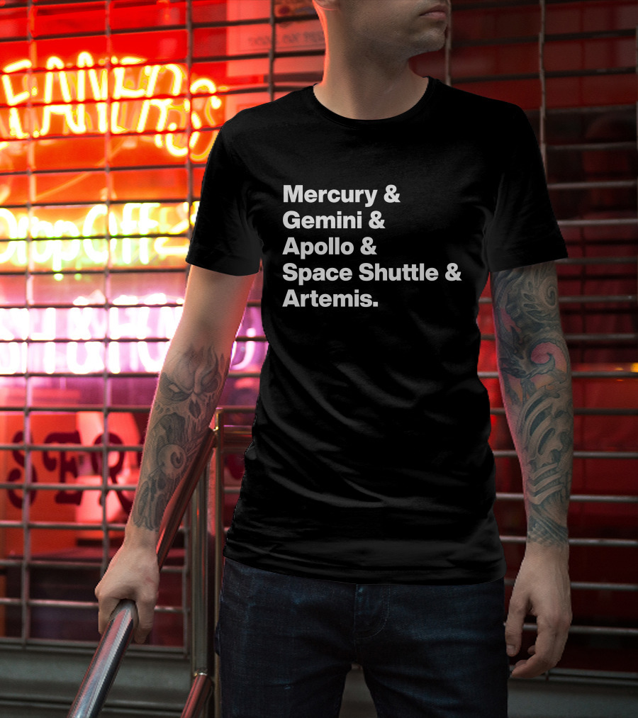 Mercury Gemini Apollo Space Shuttle Artemis Program Missions T-Shirt