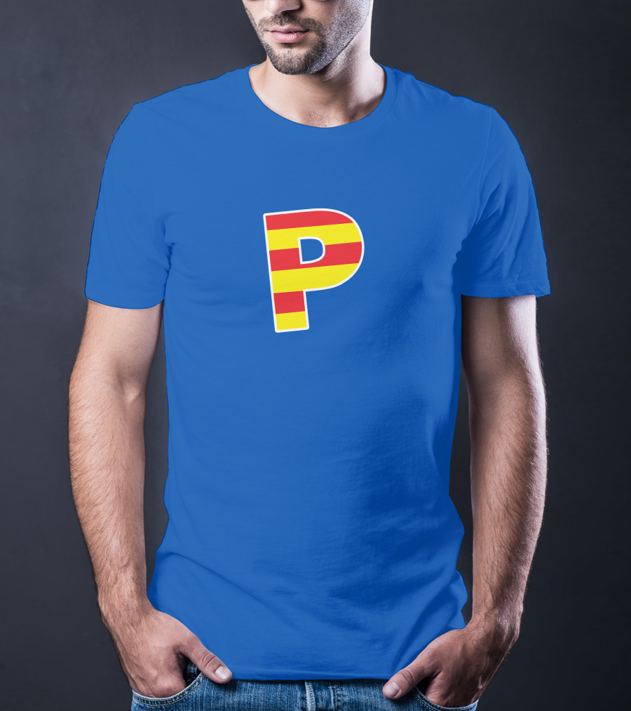 Pghlfilms P Yellow And Red Stripes Blue Background T-Shirt