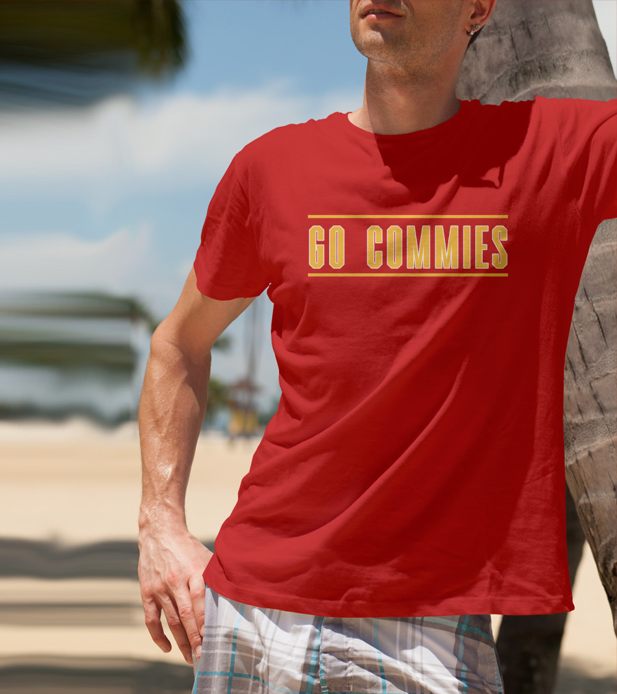 Go Commies Yellow Text On Red T-Shirt