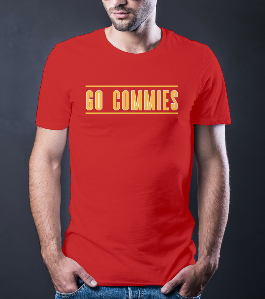 Go Commies Yellow Text On Red T-Shirt