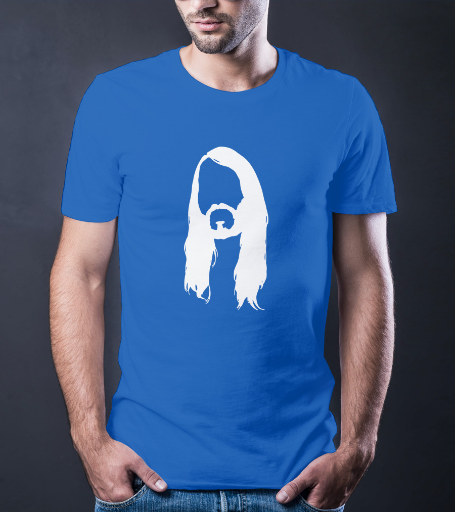 Moist Merch Charlie Head Silhouette Long Hair Blue T-Shirt