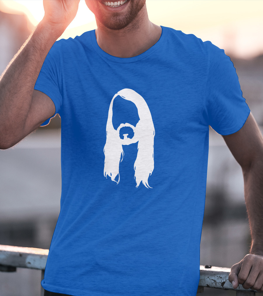 Moist Merch Charlie Head Silhouette Long Hair Blue T-Shirt