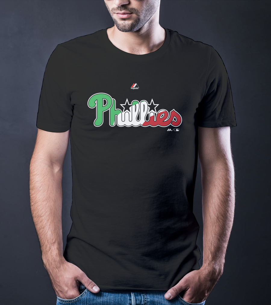 Philadelphia Phillies Majestic Phillies Green Red Black White Star T-Shirt