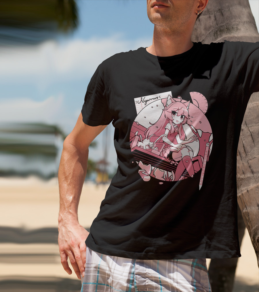 Nyanners VShojo High School Anime Style Desk Scene T-Shirt