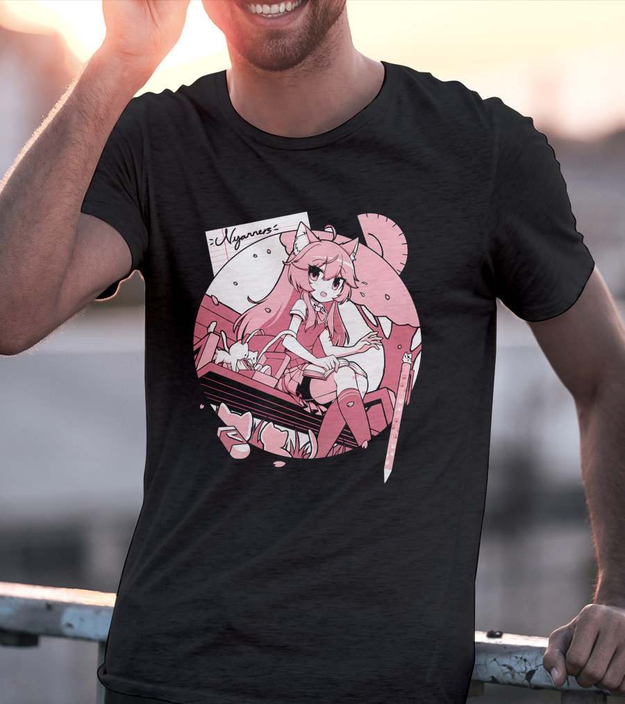 Nyanners VShojo High School Anime Style Desk Scene T-Shirt