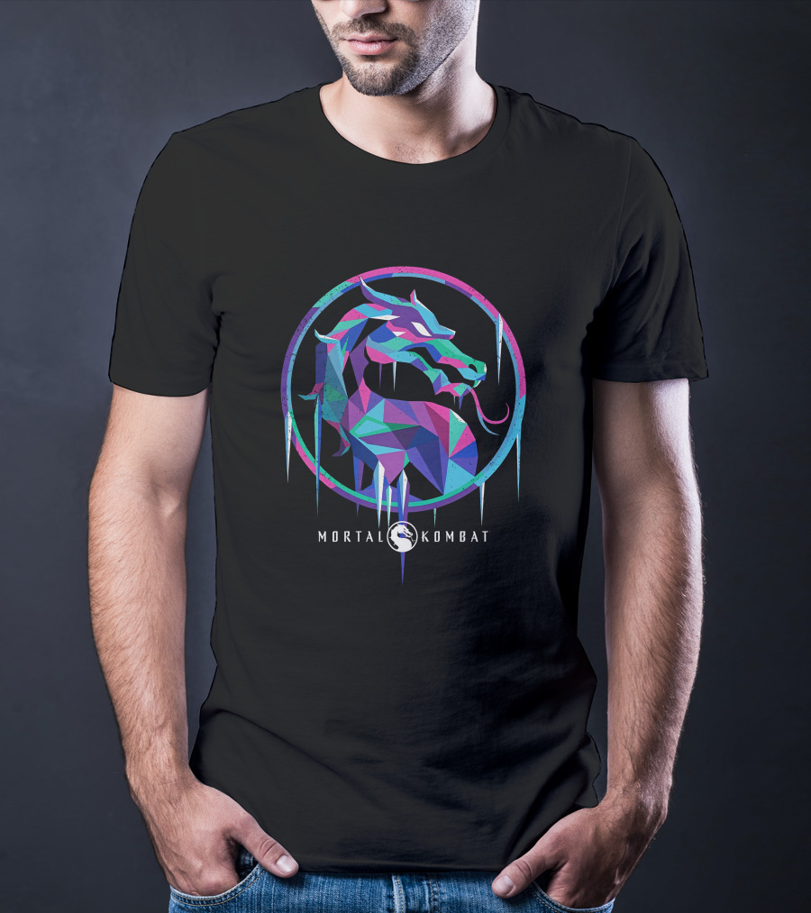 Mortal Kombat Sub Zero Frozen Dragon Geometric T-Shirt