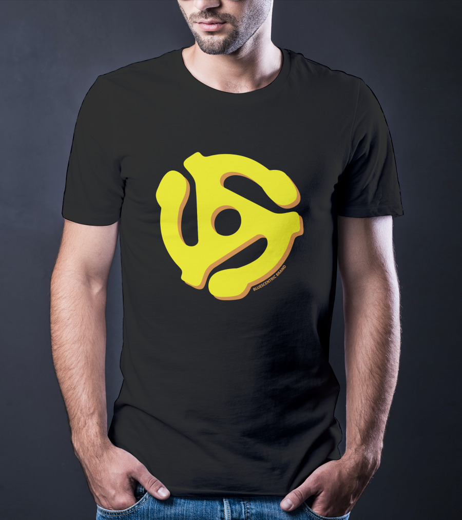 Bluescentric Brand Yellow 45 RPM Vinyl Record Adapter T-Shirt