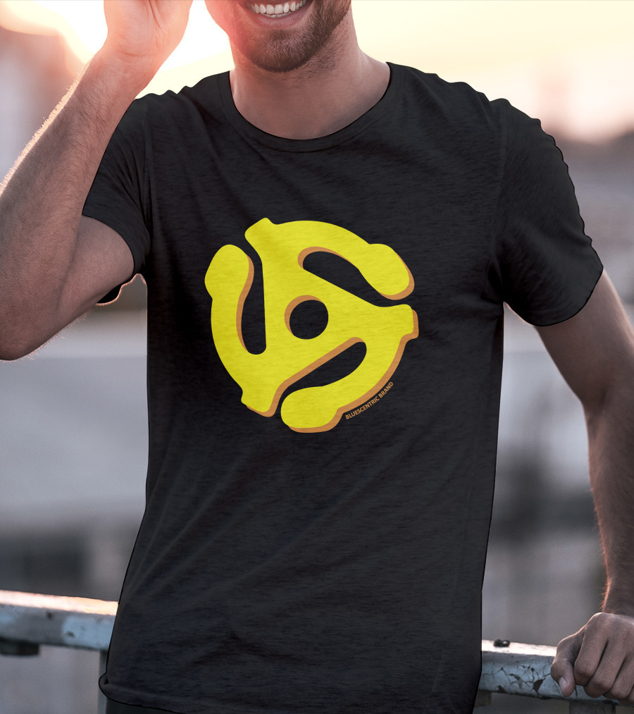 Bluescentric Brand Yellow 45 RPM Vinyl Record Adapter T-Shirt