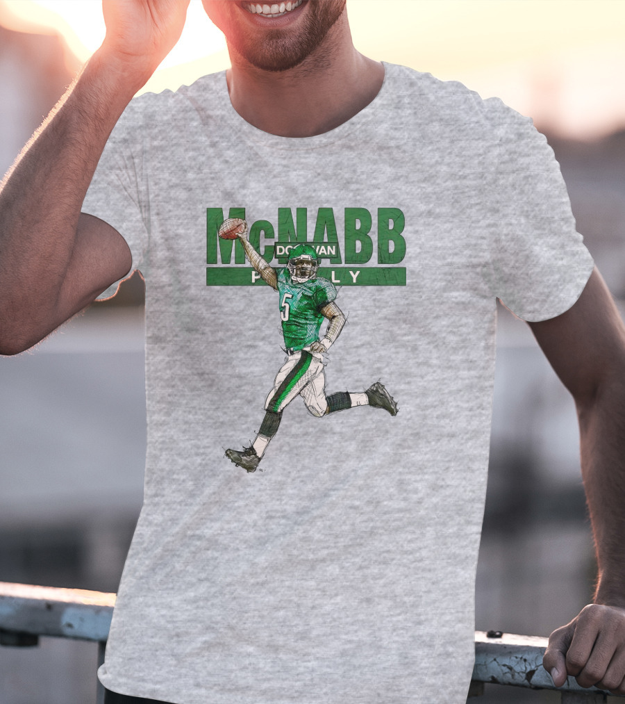 Donovan McNabb Philly Football Green Number 5 Drawing T-Shirt
