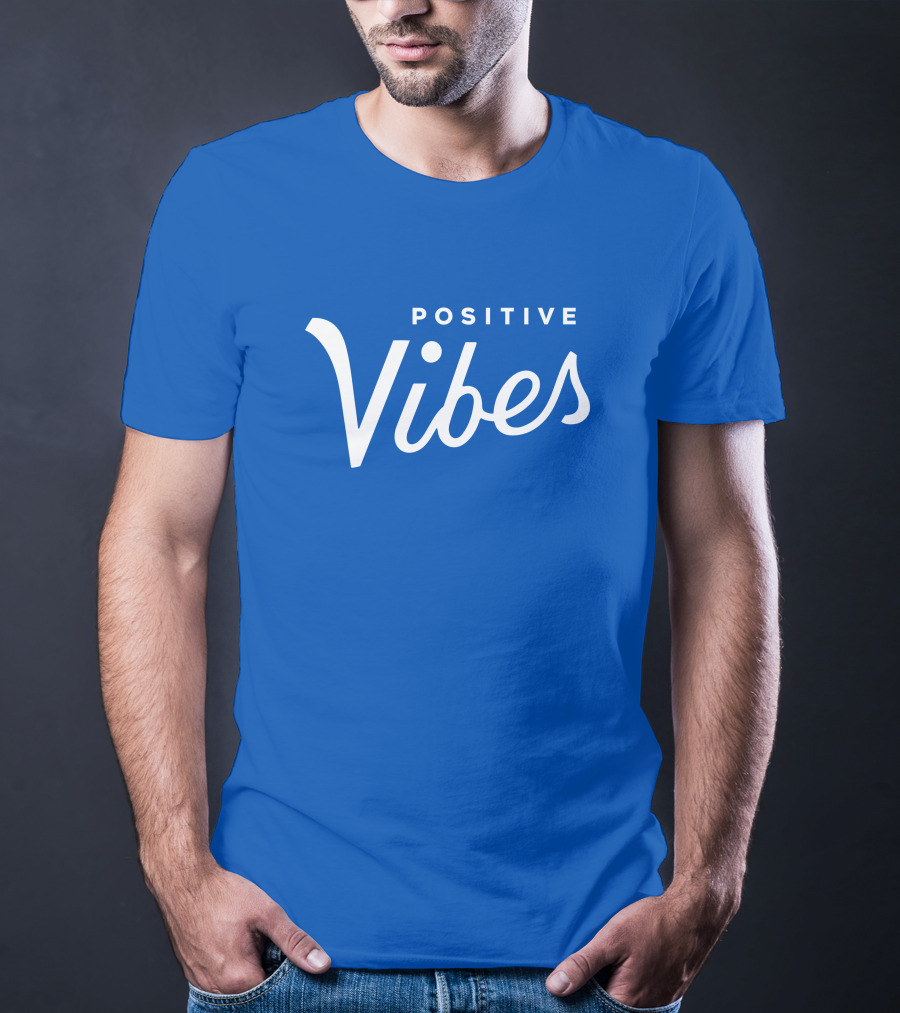 Olympiasports Positive Vibes Michael Schwab Blue Typography T-Shirt
