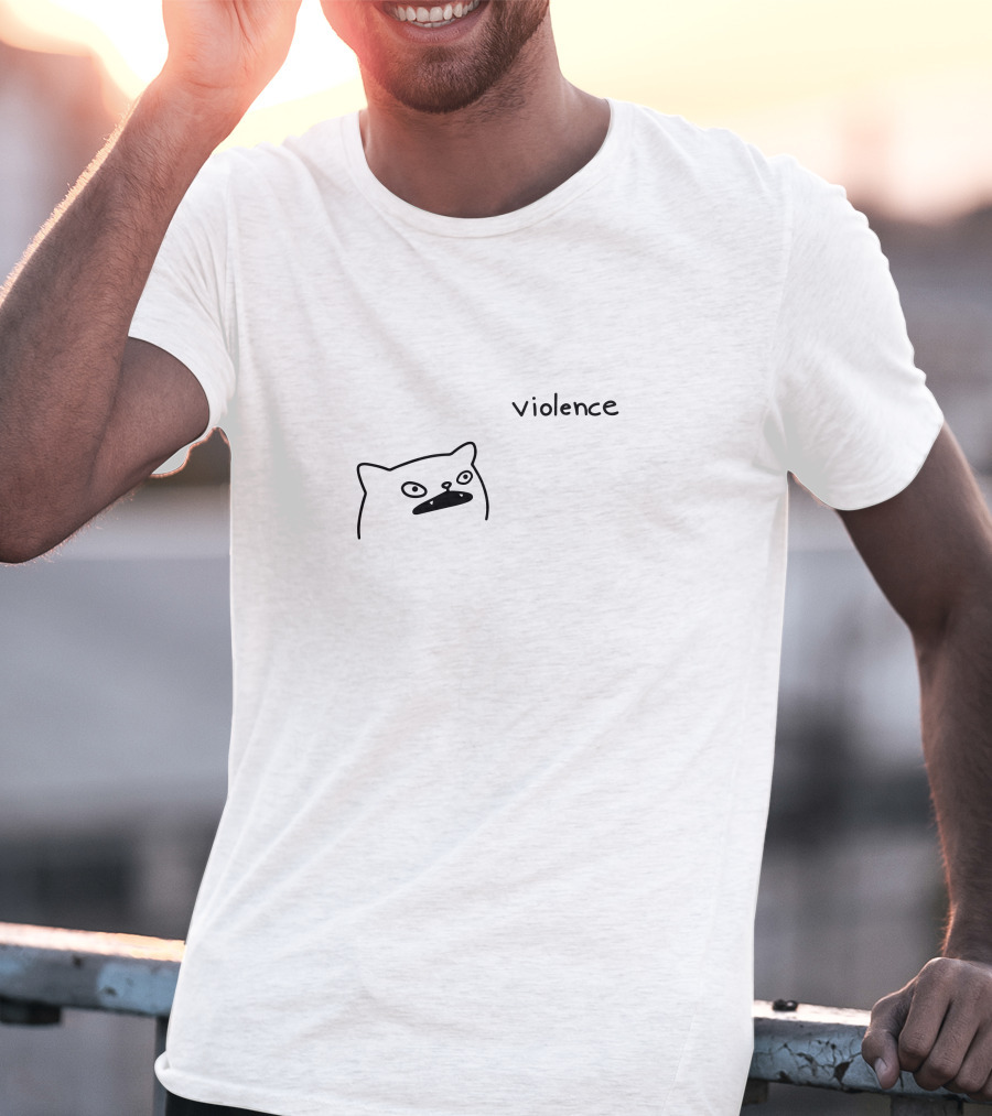 Portlandsbatman Poorlycatdraw Violence Cat T-Shirt