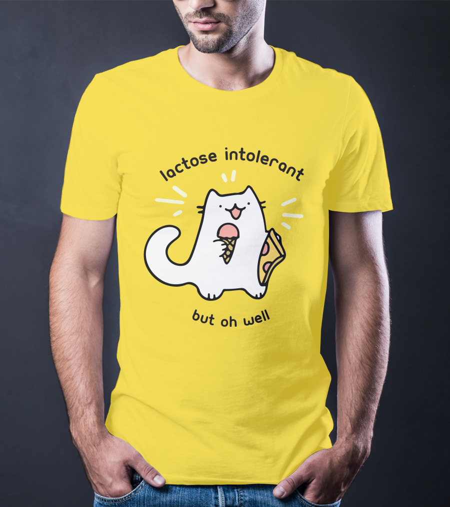 Lactose Intolerant Cat But Oh Well Eating Ice Cream Pizza Crowlines Merch T-Shirt