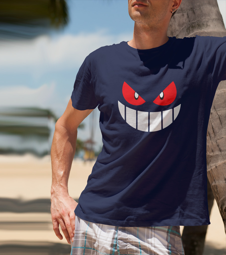 Gengar Pokemon Eyes Grinning Face Red Eyes White Teeth T-Shirt