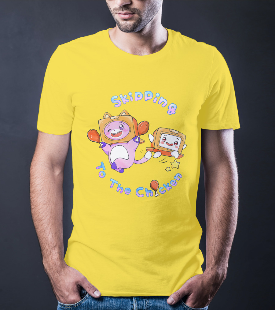 LankyBox Merch Skipping To The Chicken With Boxy And Foxy Characters T-Shirt