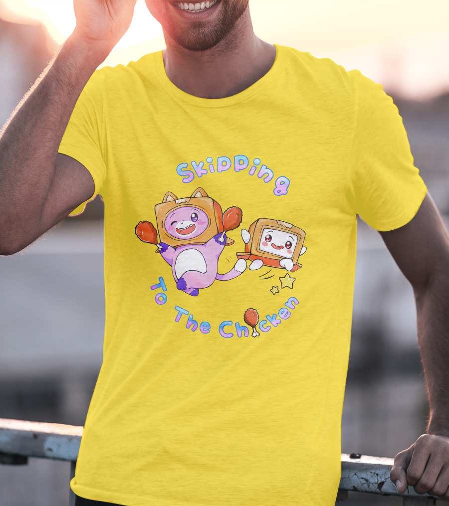 LankyBox Merch Skipping To The Chicken With Boxy And Foxy Characters T-Shirt