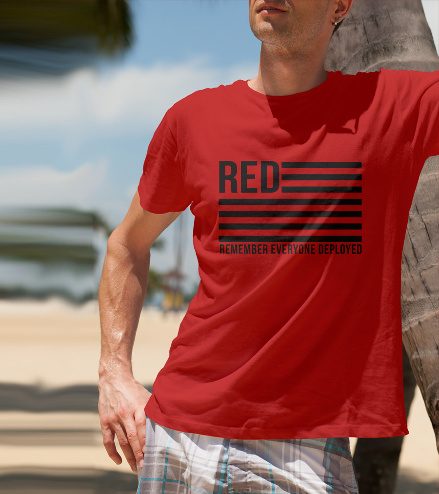 Karma Girl RED Remember Everyone Deployed USA Flag T-Shirt