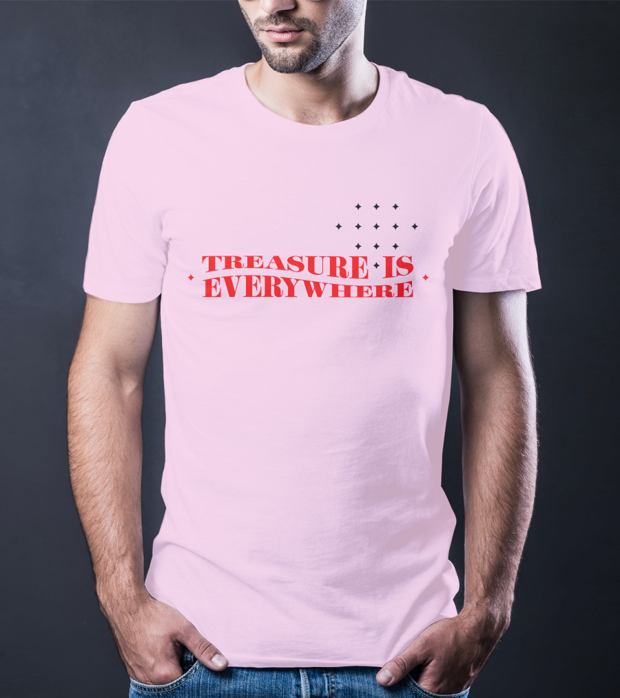Junkyu Treasure Is Everywhere Pink And Red Text With Stars T-Shirt