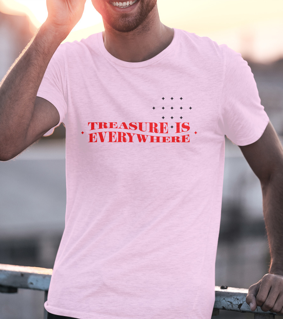 Junkyu Treasure Is Everywhere Pink And Red Text With Stars T-Shirt