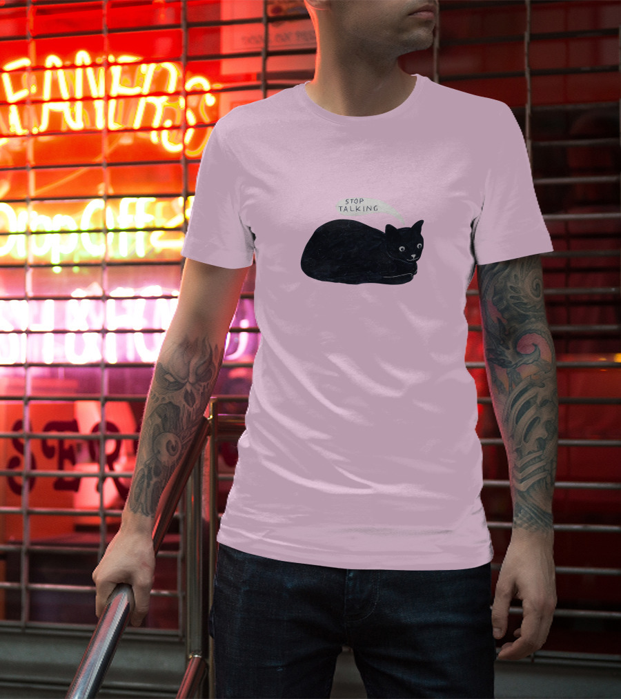 Randall Mann Stop Talking Cat Black Cat T-Shirt