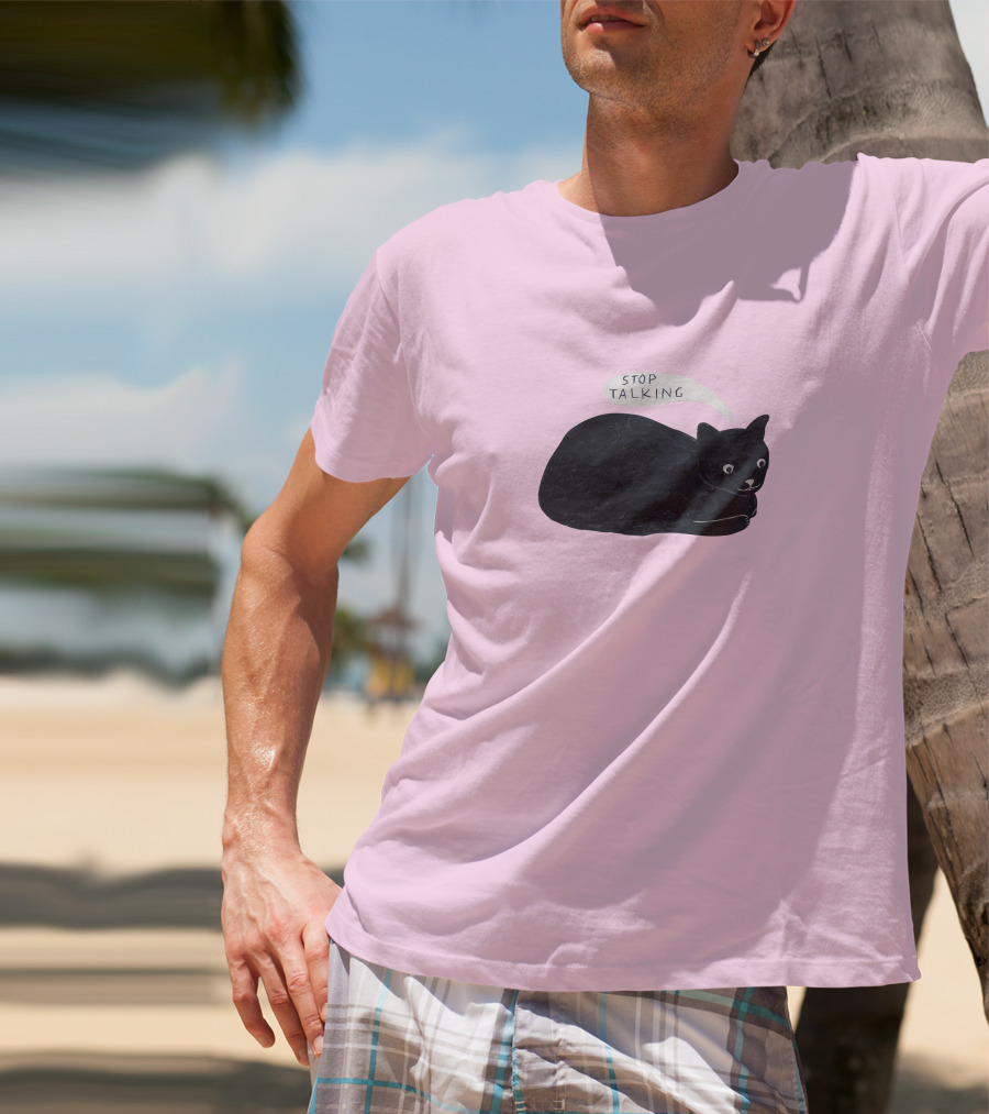 Randall Mann Stop Talking Cat Black Cat T-Shirt