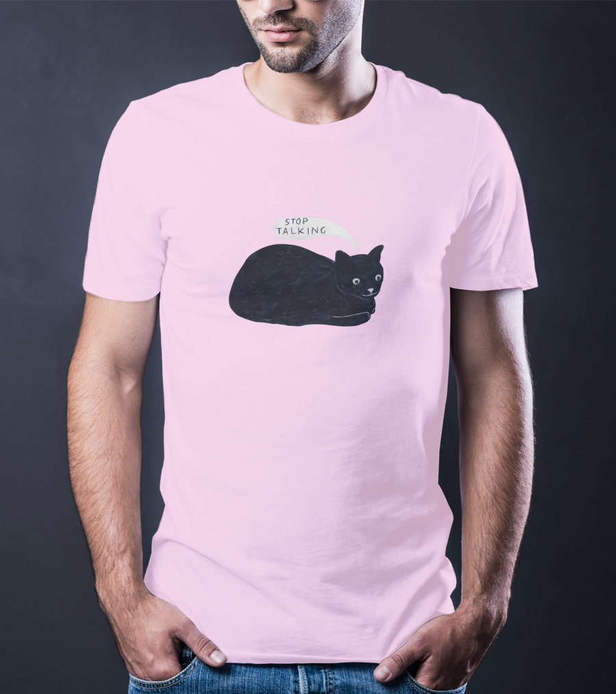 Randall Mann Stop Talking Cat Black Cat T-Shirt
