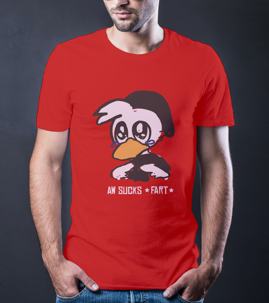 Aw Sucks Fart Crying Duck Cartoon T-Shirt