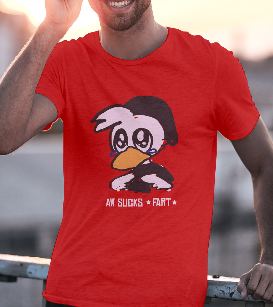 Aw Sucks Fart Crying Duck Cartoon T-Shirt