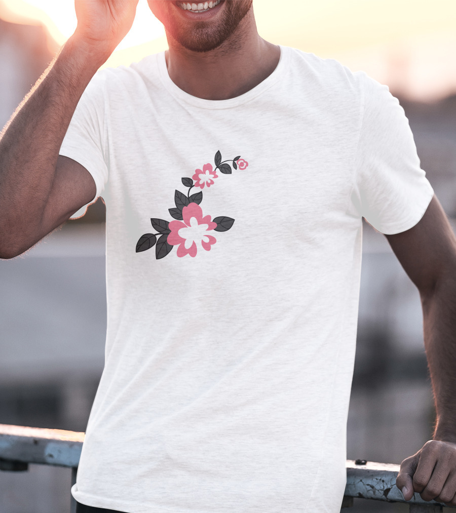 Jonaabug Marinette Pink And Black Flower T-Shirt