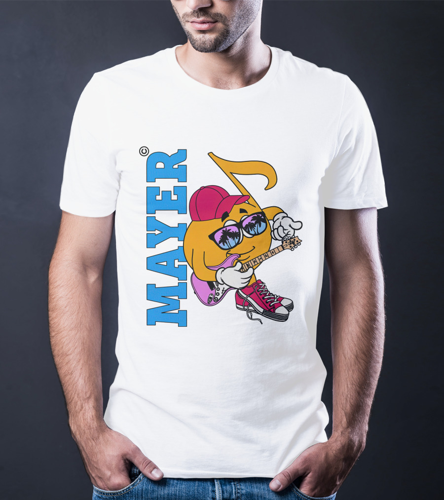Mayer Sob Rock Merch Music Note Character With Guitar And Sunglasses T-Shirt