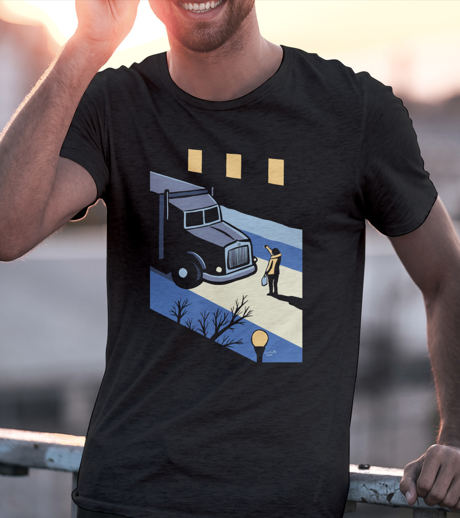 Marika Morris Stand Up Thumbs Down Colin White Truck Night Scene T-Shirt