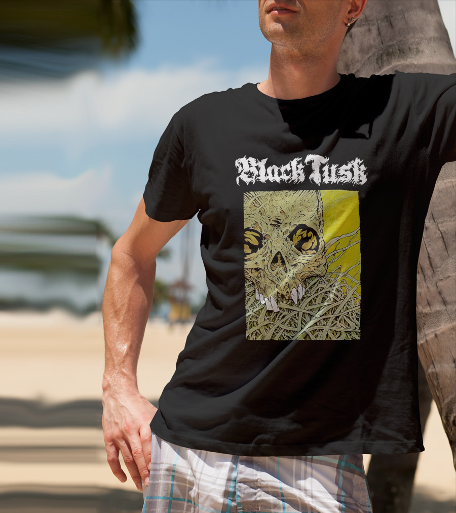 Night Shift Merch Chris Baines Black Tusk Heavy Metal Skull T-Shirt