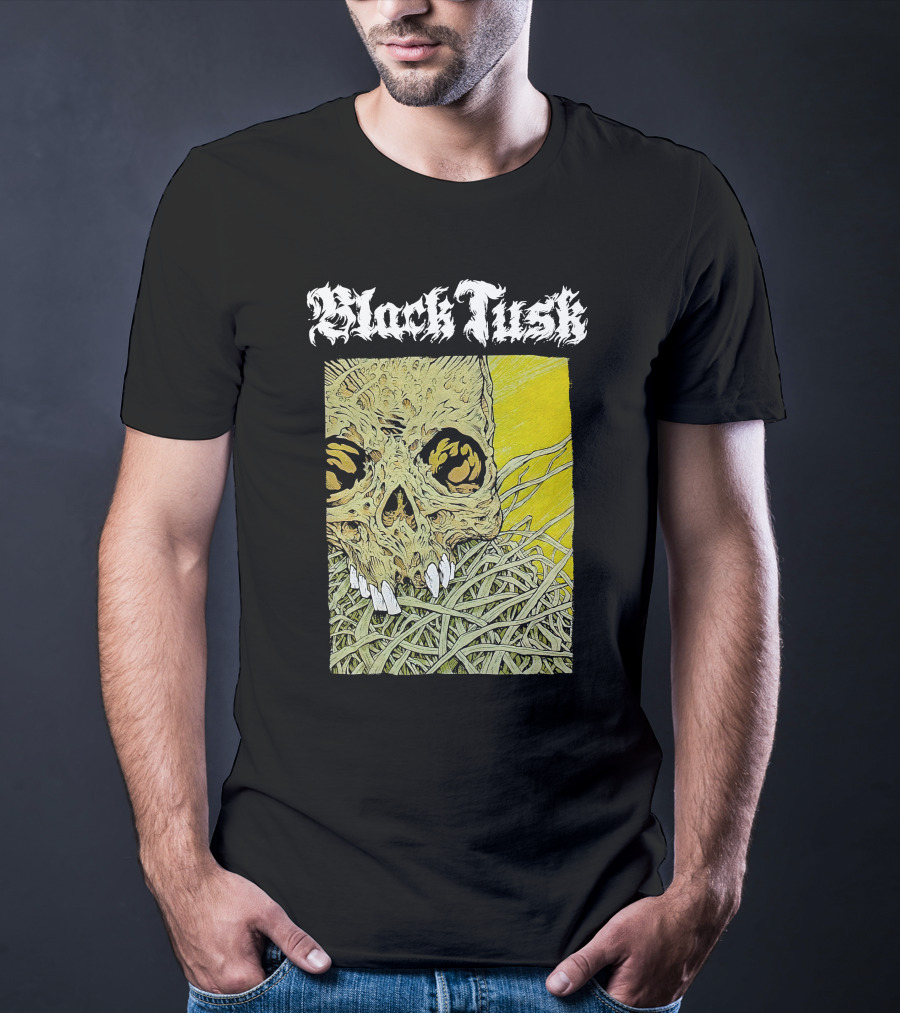 Night Shift Merch Chris Baines Black Tusk Heavy Metal Skull T-Shirt