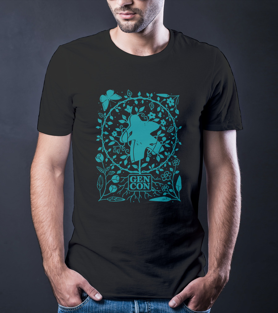 Gen Con Botanical Meeple Butterfly Floral Rollacrit Merch T-Shirt