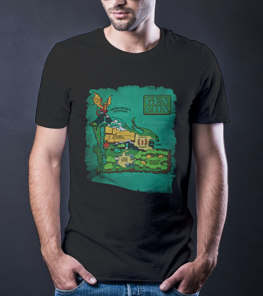 Gen Con Island Map Genevieve's Domain Exhibit Plateau Tabletop Forest T-Shirt