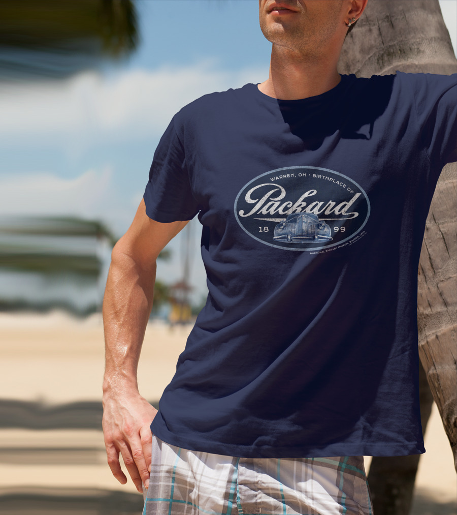 Warren OH Birthplace Of Packard 1899 Vintage Car Grill Navy Tonal T-Shirt