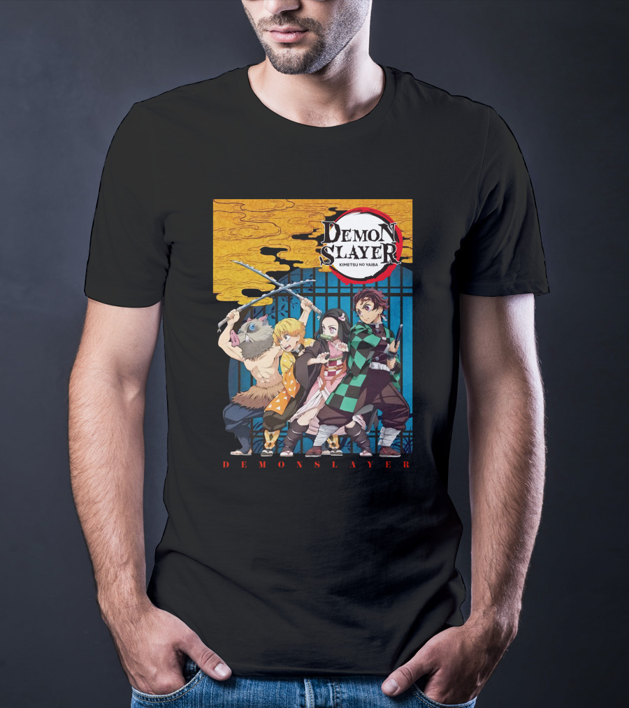 Demon Slayer Kimetsu No Yaiba Tanjiro Nezuko Zenitsu Inosuke Visual T-Shirt