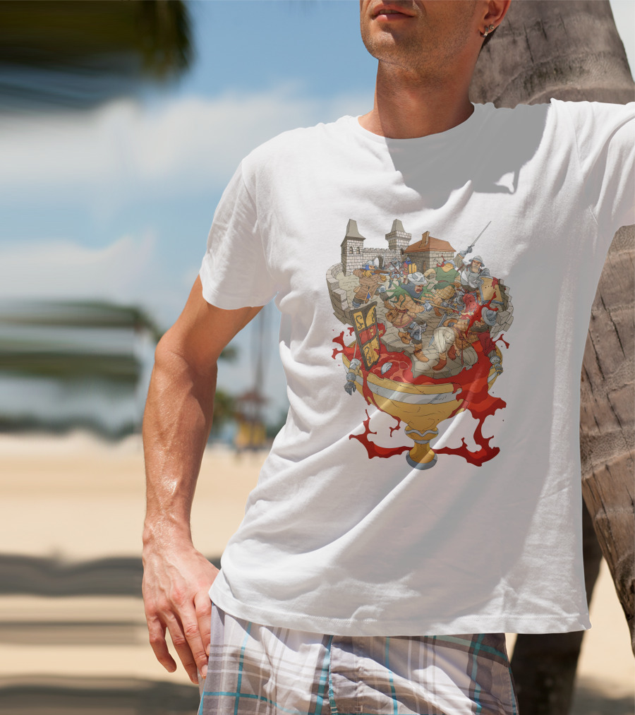 Graman Hussite Medieval Battle In Front Of Castle With Sword And Shield Warriors T-Shirt