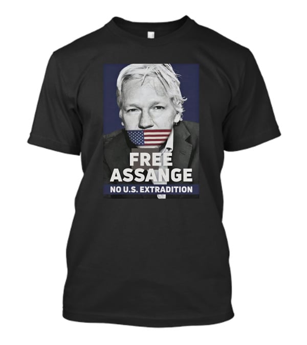 Dimitar Apasiev Free Assange No U.S. Extradition American Flag Silence T-Shirt
