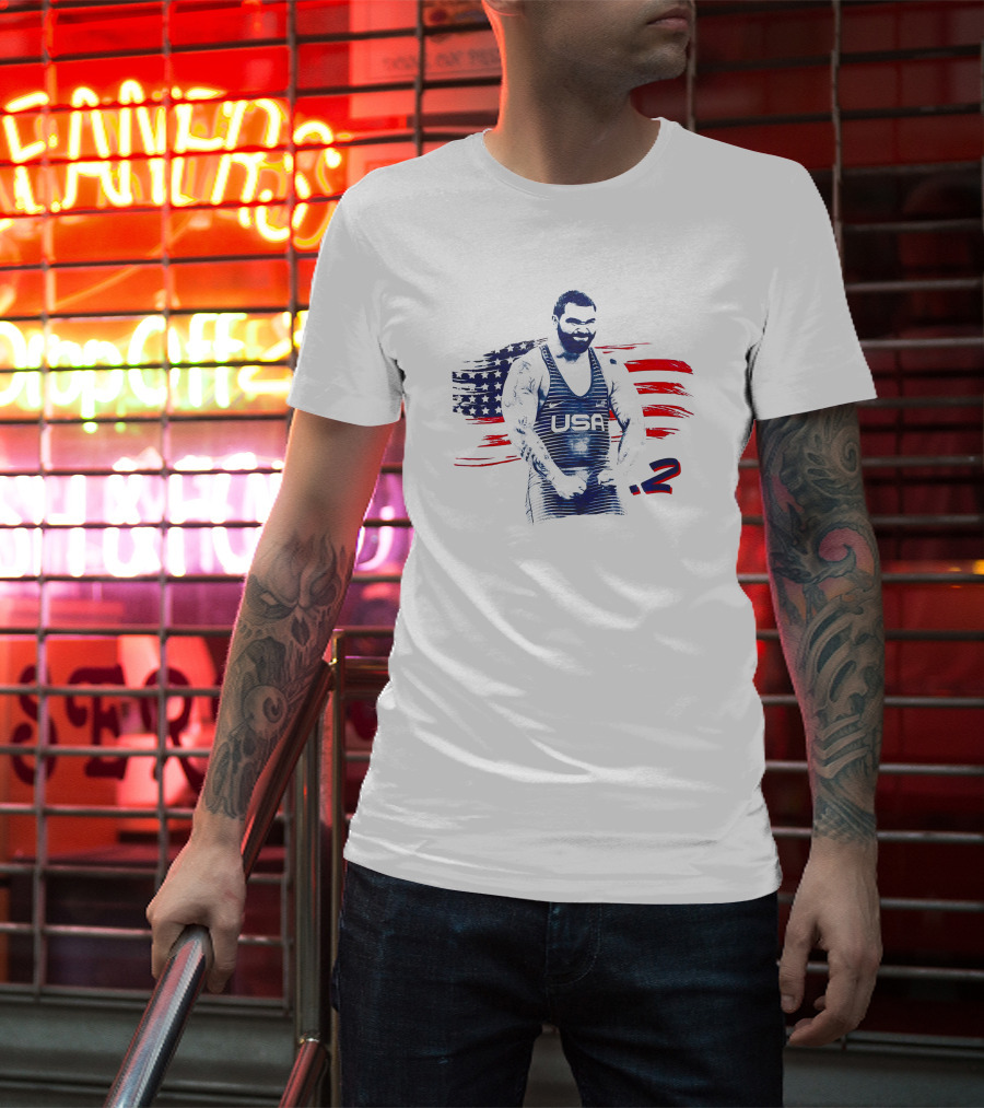 Big Cat Gable Steveson USA Wrestler With American Flag T-Shirt