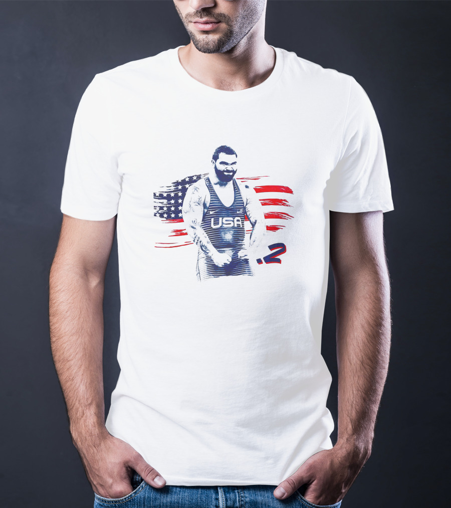 Big Cat Gable Steveson USA Wrestler With American Flag T-Shirt