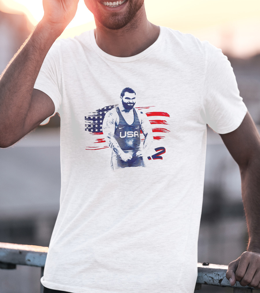 Big Cat Gable Steveson USA Wrestler With American Flag T-Shirt