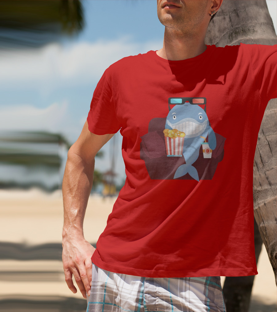 Pete G Whales Popcorn 3D Glasses Cinema T-Shirt