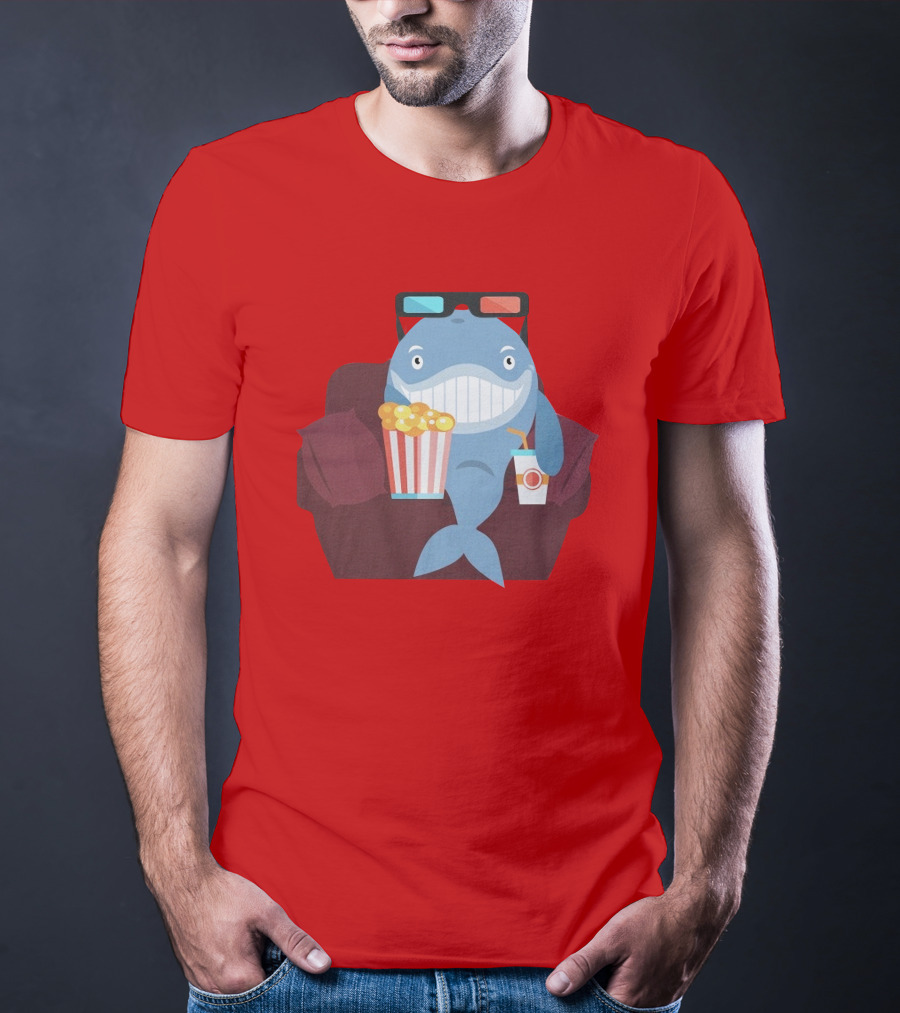 Pete G Whales Popcorn 3D Glasses Cinema T-Shirt