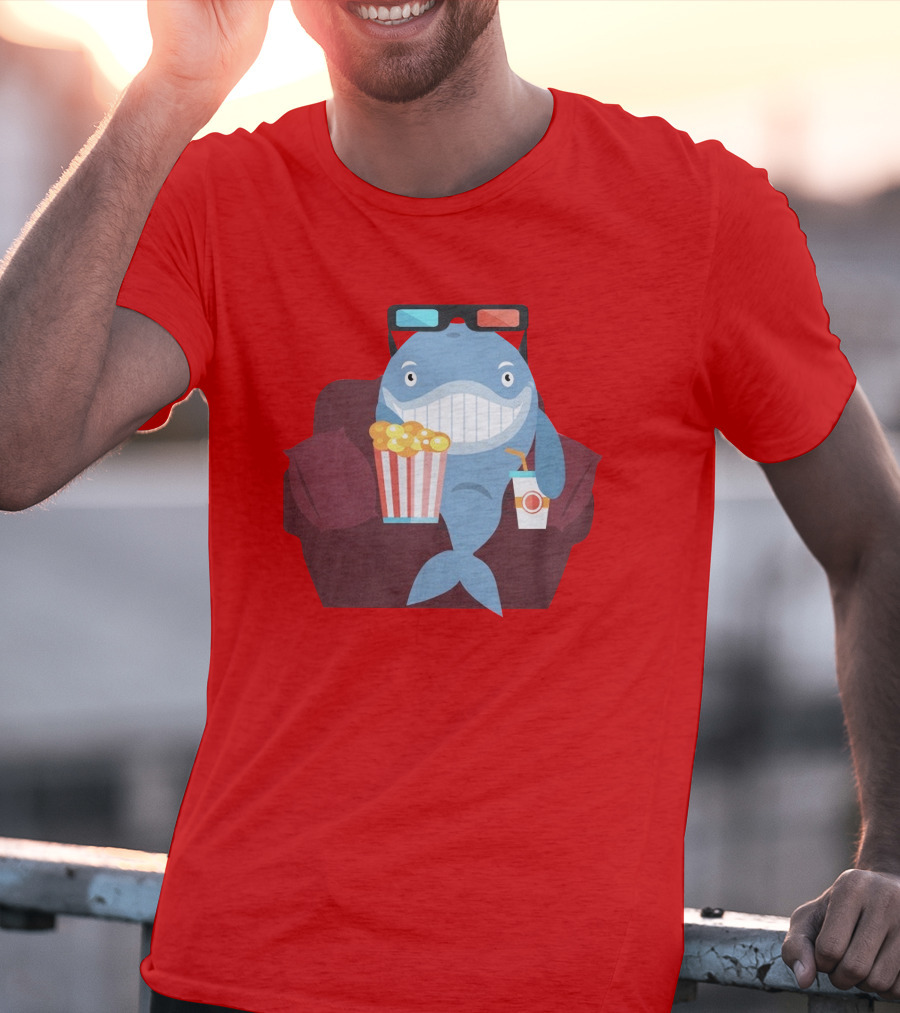 Pete G Whales Popcorn 3D Glasses Cinema T-Shirt