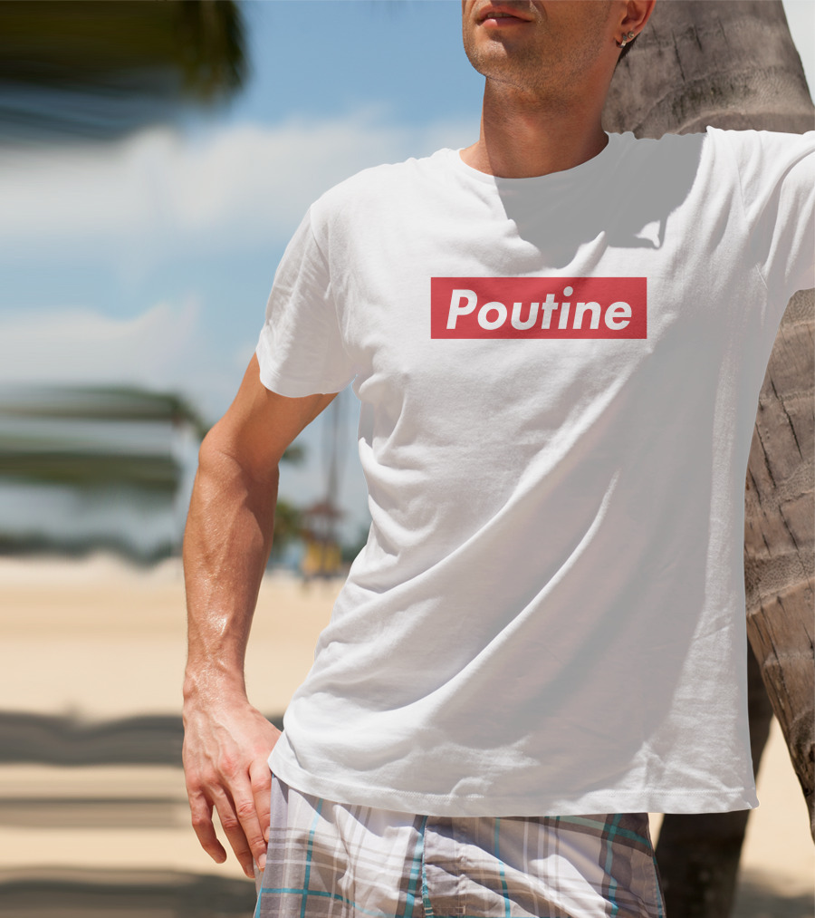 Main And Local Poutine Red Block Text T-Shirt